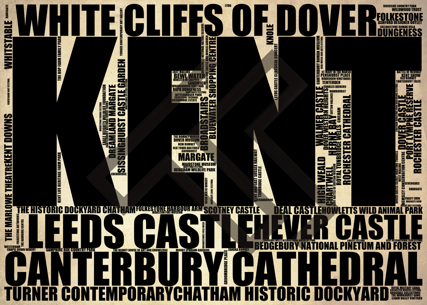 Kent - Premium Typographic Word Cloud Prints, Posters & Gifts