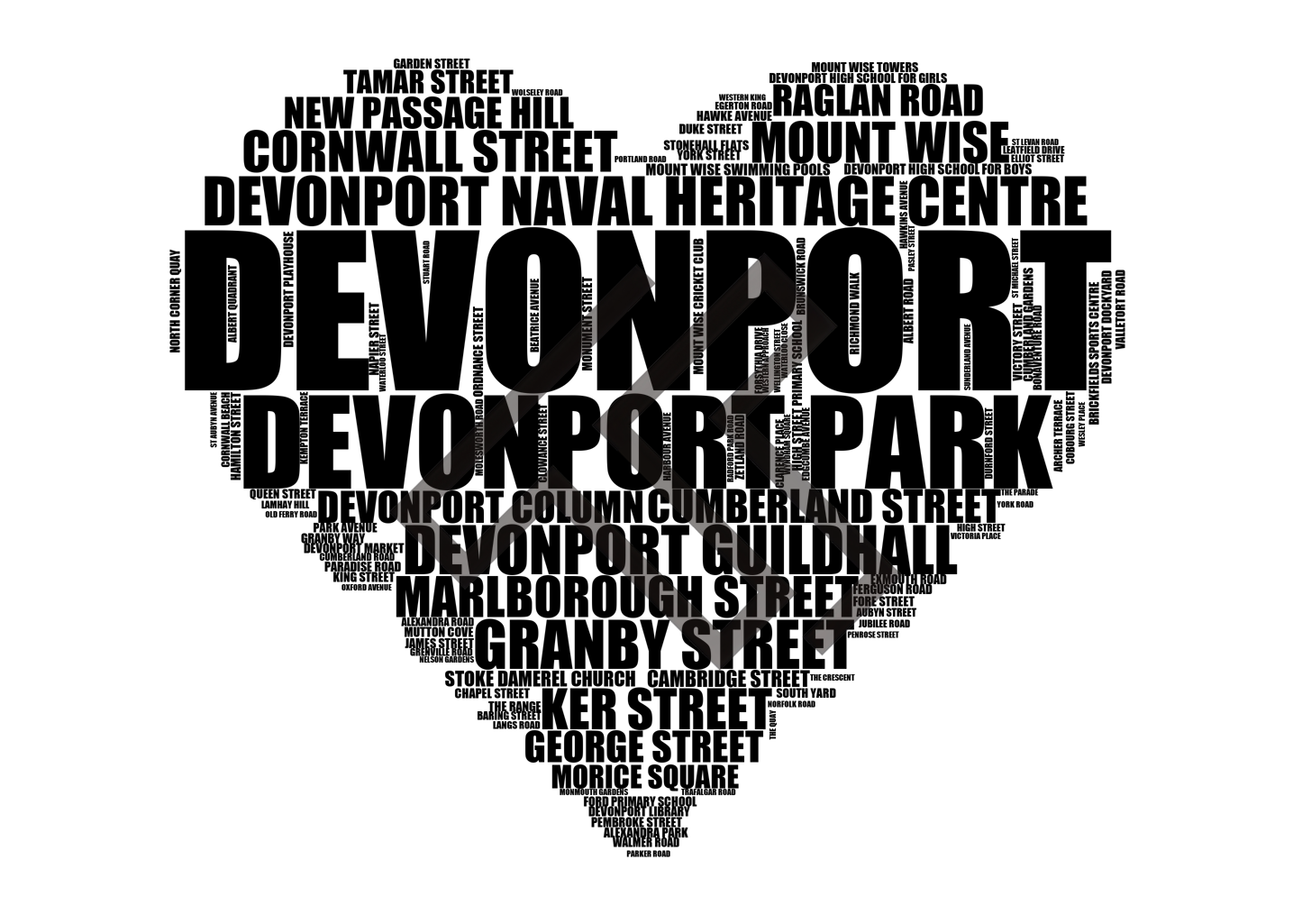 Devonport - Premium Typographic Word Cloud Prints, Posters & Gifts