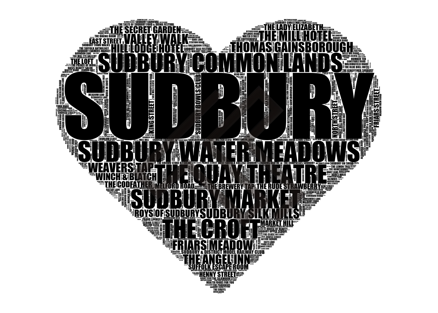 Sudbury - Premium Typographic Word Cloud Prints, Posters & Gifts