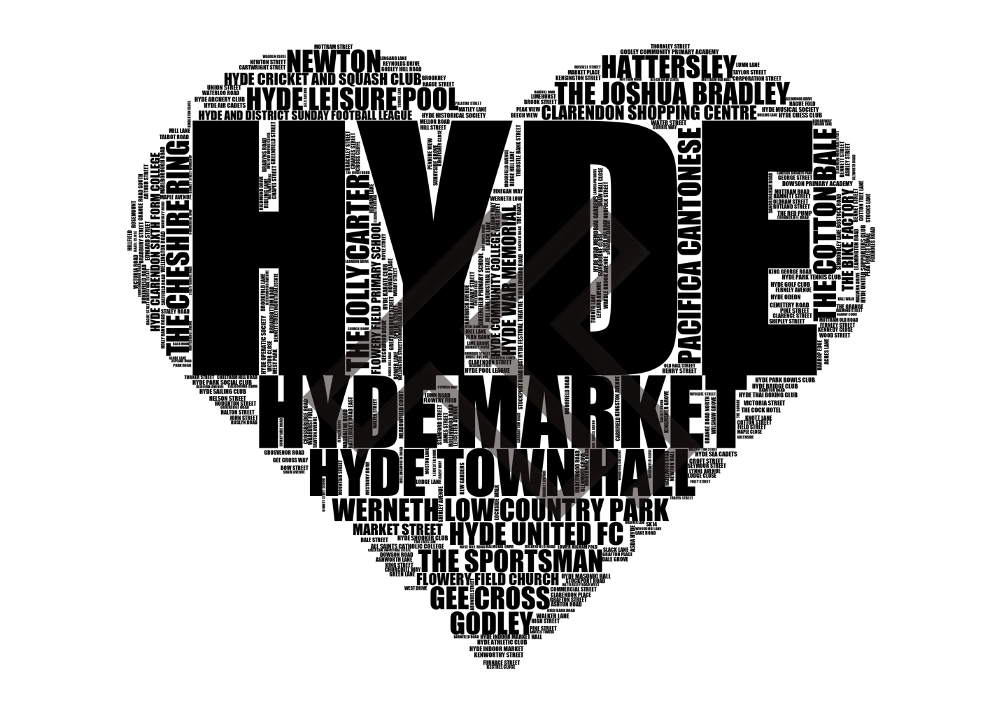 Hyde - Premium Typographic Word Cloud Prints, Posters & Gifts