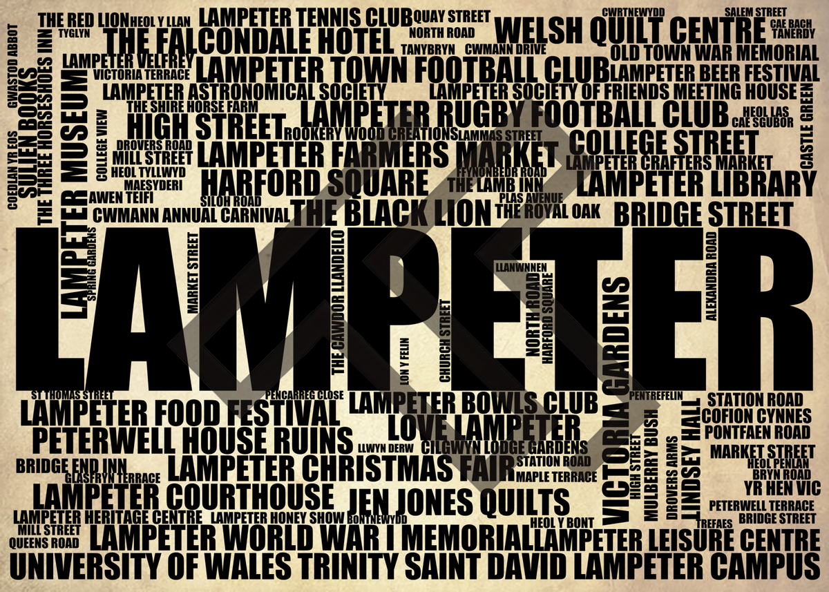 Lampeter - Premium Typographic Word Cloud Prints, Posters & Gifts