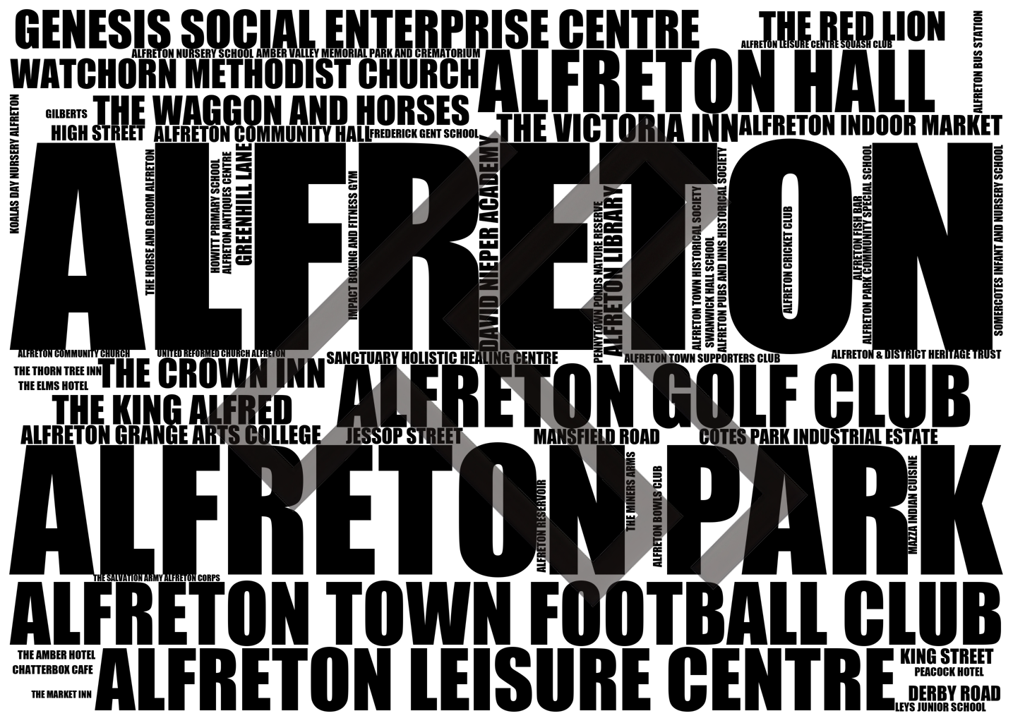 Alfreton - Premium Typographic Word Cloud Prints, Posters & Gifts