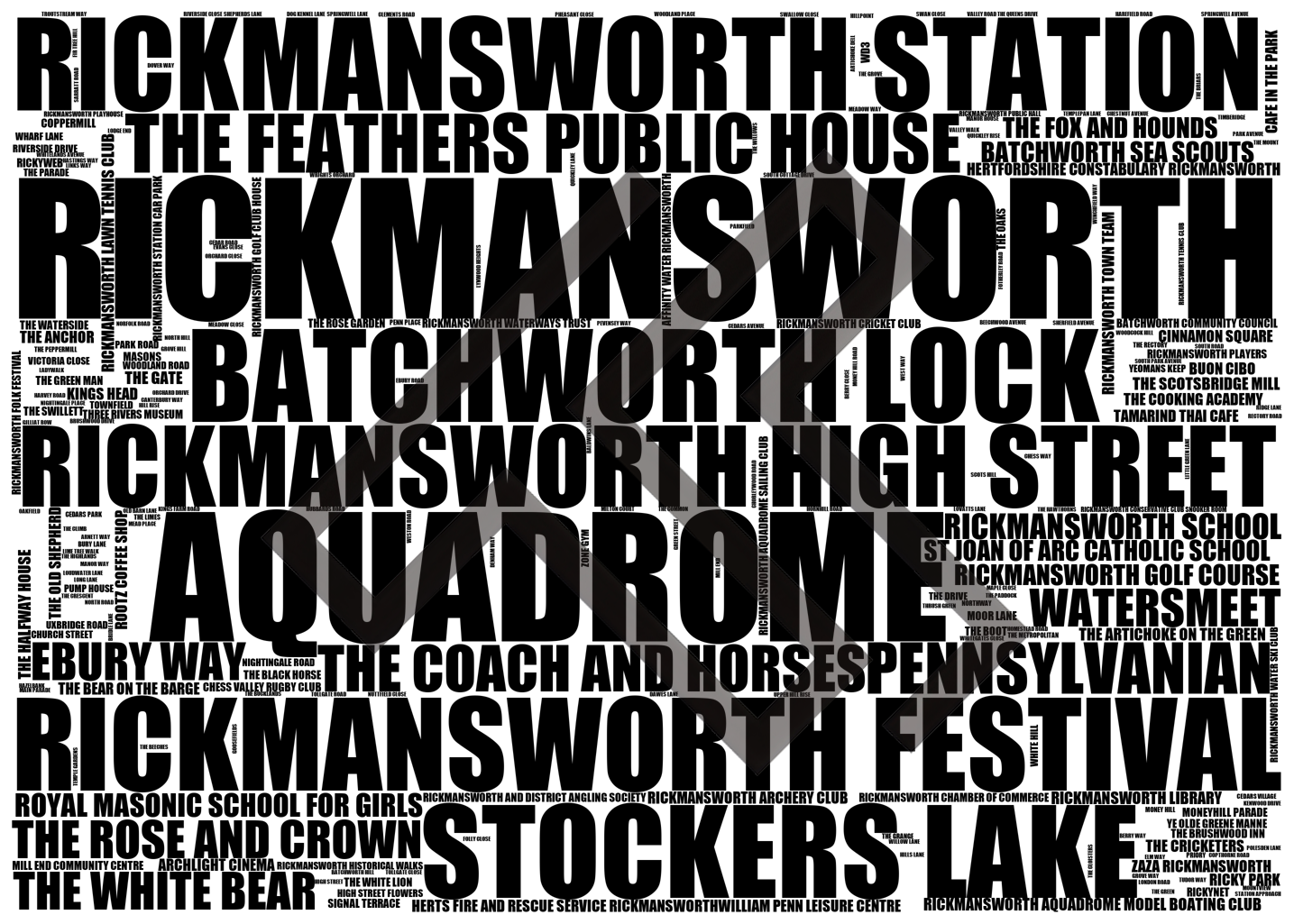 Rickmansworth - Premium Typographic Word Cloud Prints, Posters & Gifts