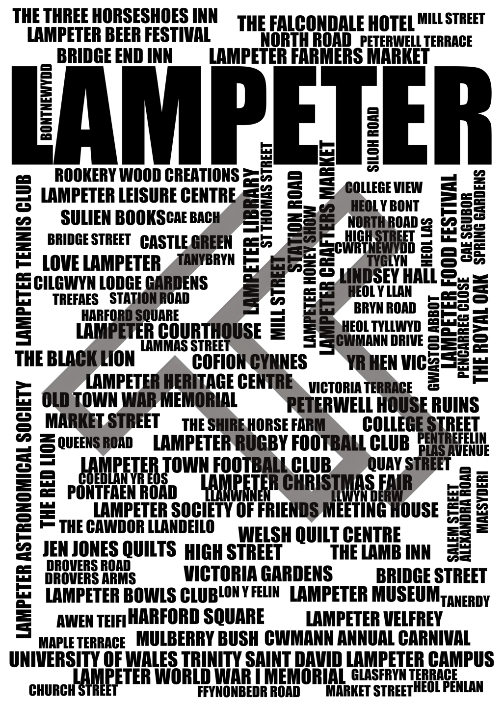 Lampeter - Premium Typographic Word Cloud Prints, Posters & Gifts