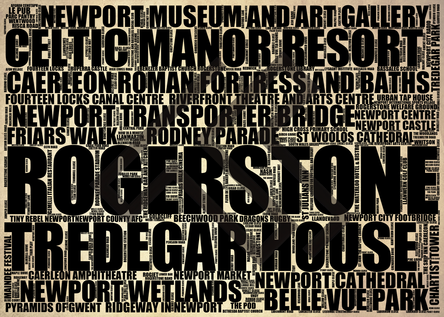 Rogerstone - Premium Typographic Word Cloud Prints, Posters & Gifts