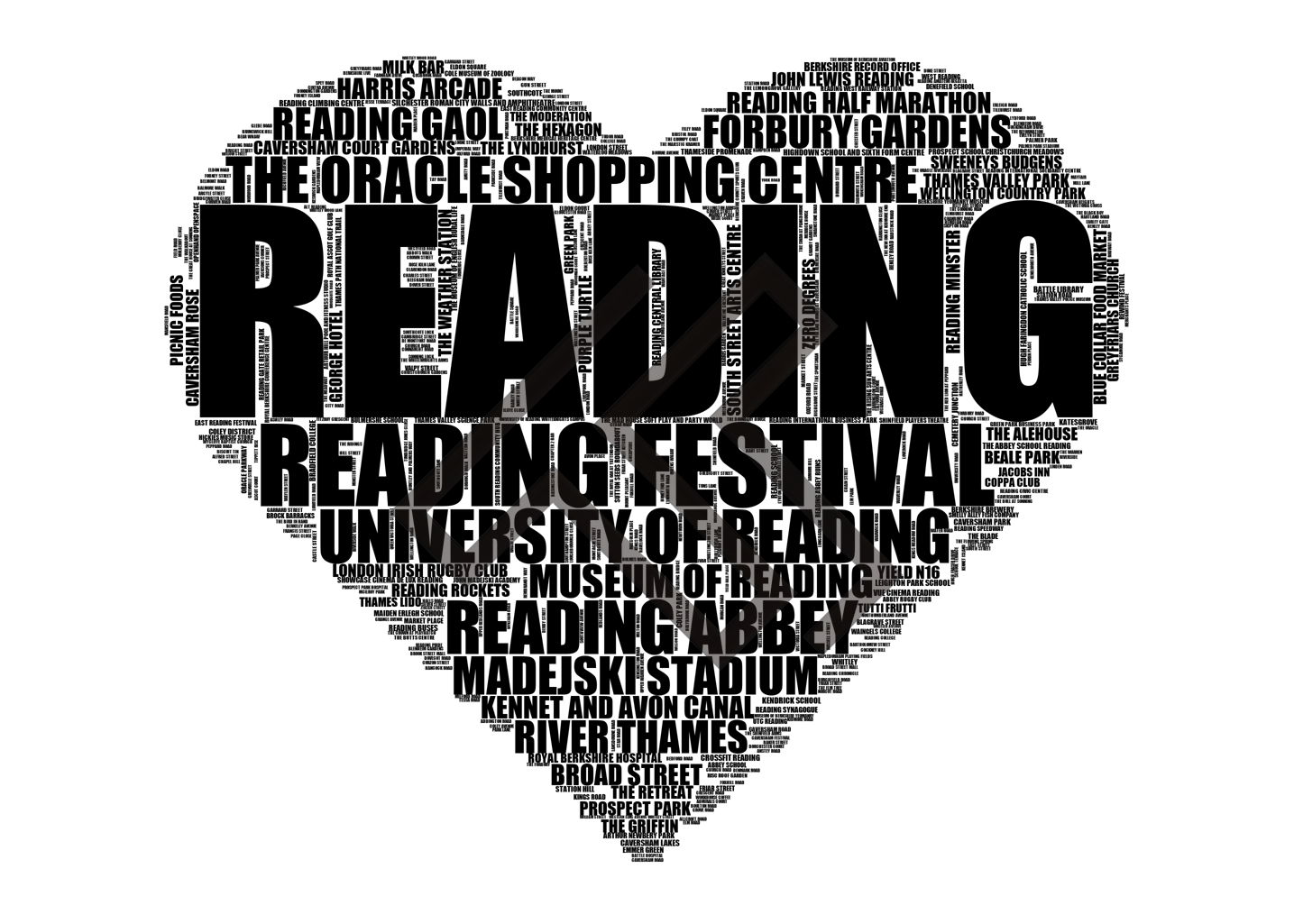 Reading - Premium Typographic Word Cloud Prints, Posters & Gifts