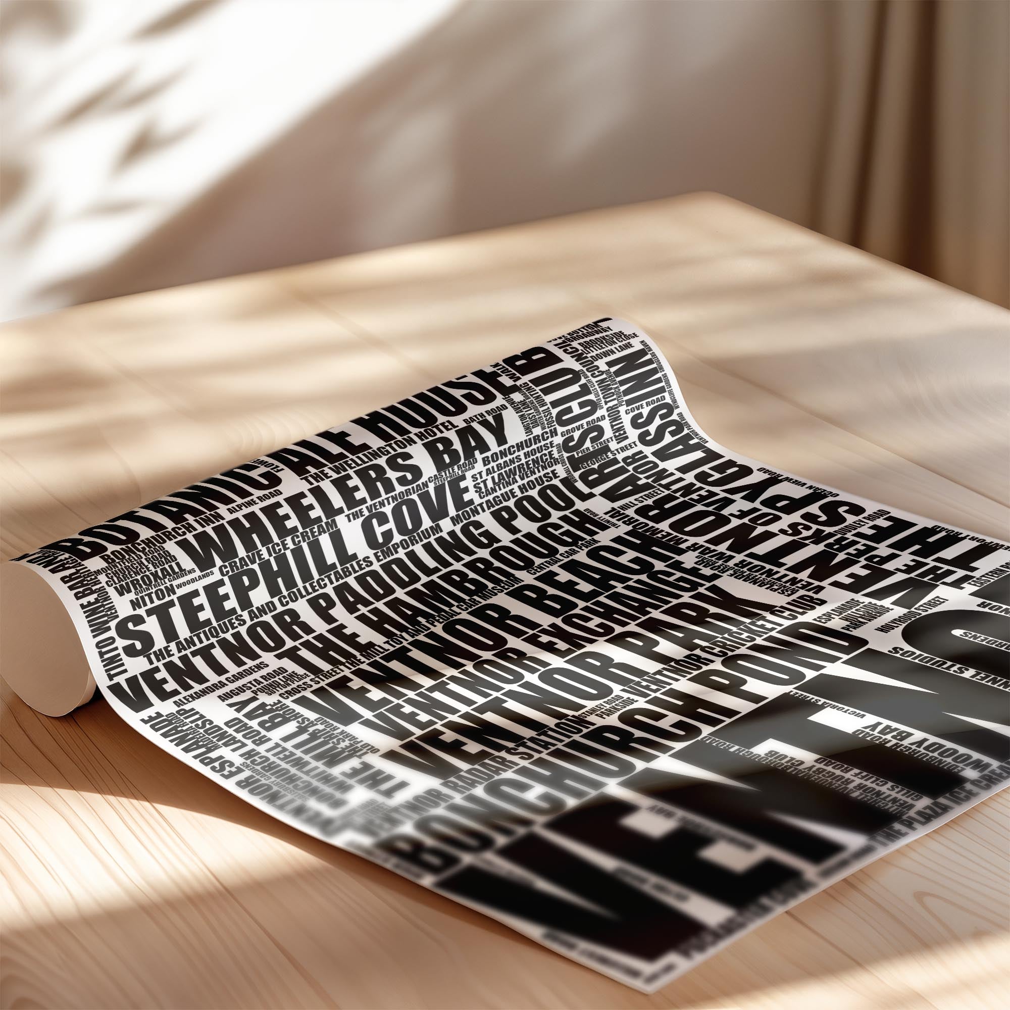 Ventnor - Premium Typographic Word Cloud Prints, Posters & Gifts