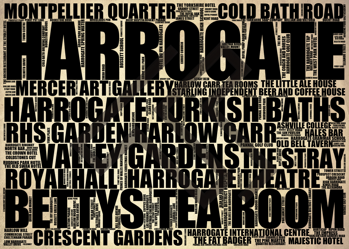 Harrogate - Premium Typographic Word Cloud Prints, Posters & Gifts
