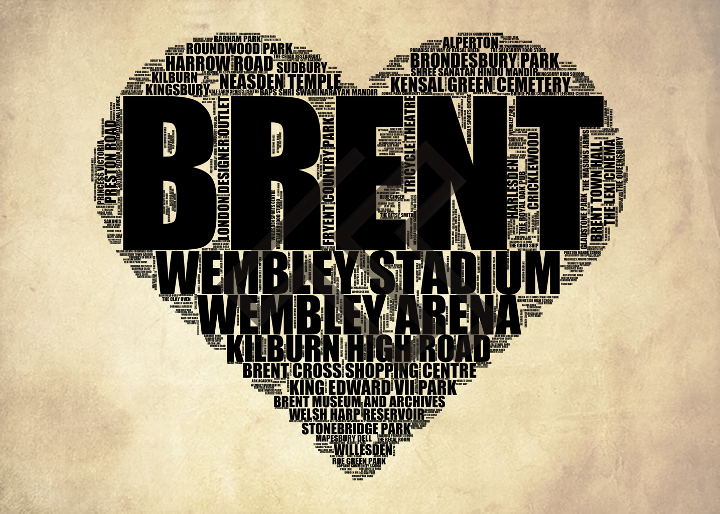 Brent - Premium Typographic Word Cloud Prints, Posters & Gifts