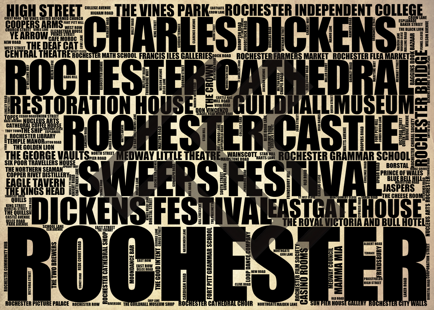 Rochester - Premium Typographic Word Cloud Prints, Posters & Gifts