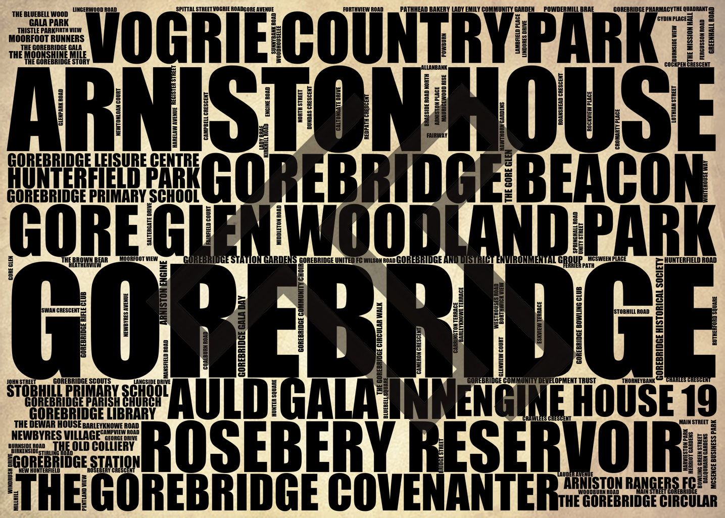 Gorebridge - Premium Typographic Word Cloud Prints, Posters & Gifts