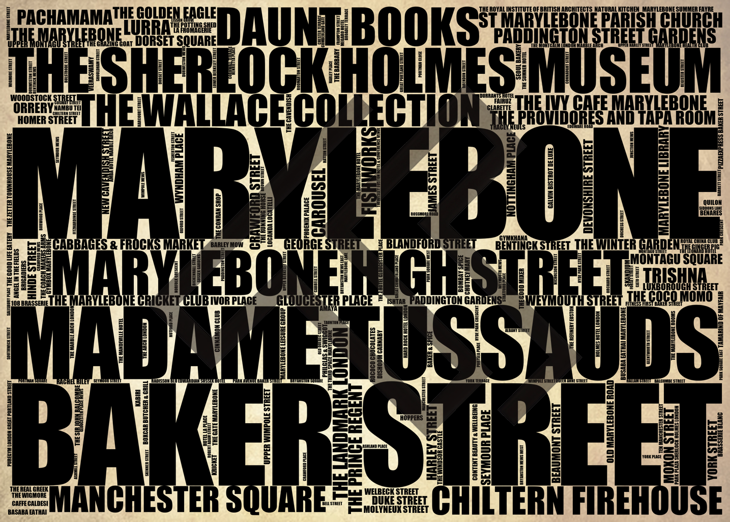 Marylebone - Premium Typographic Word Cloud Prints, Posters & Gifts