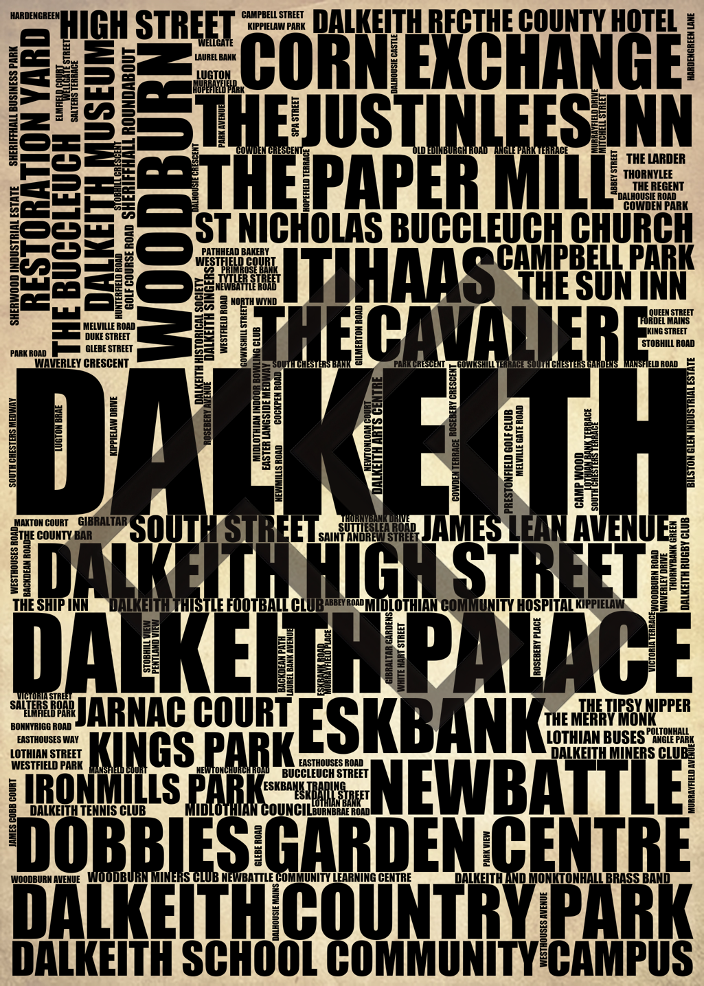 Dalkeith - Premium Typographic Word Cloud Prints, Posters & Gifts