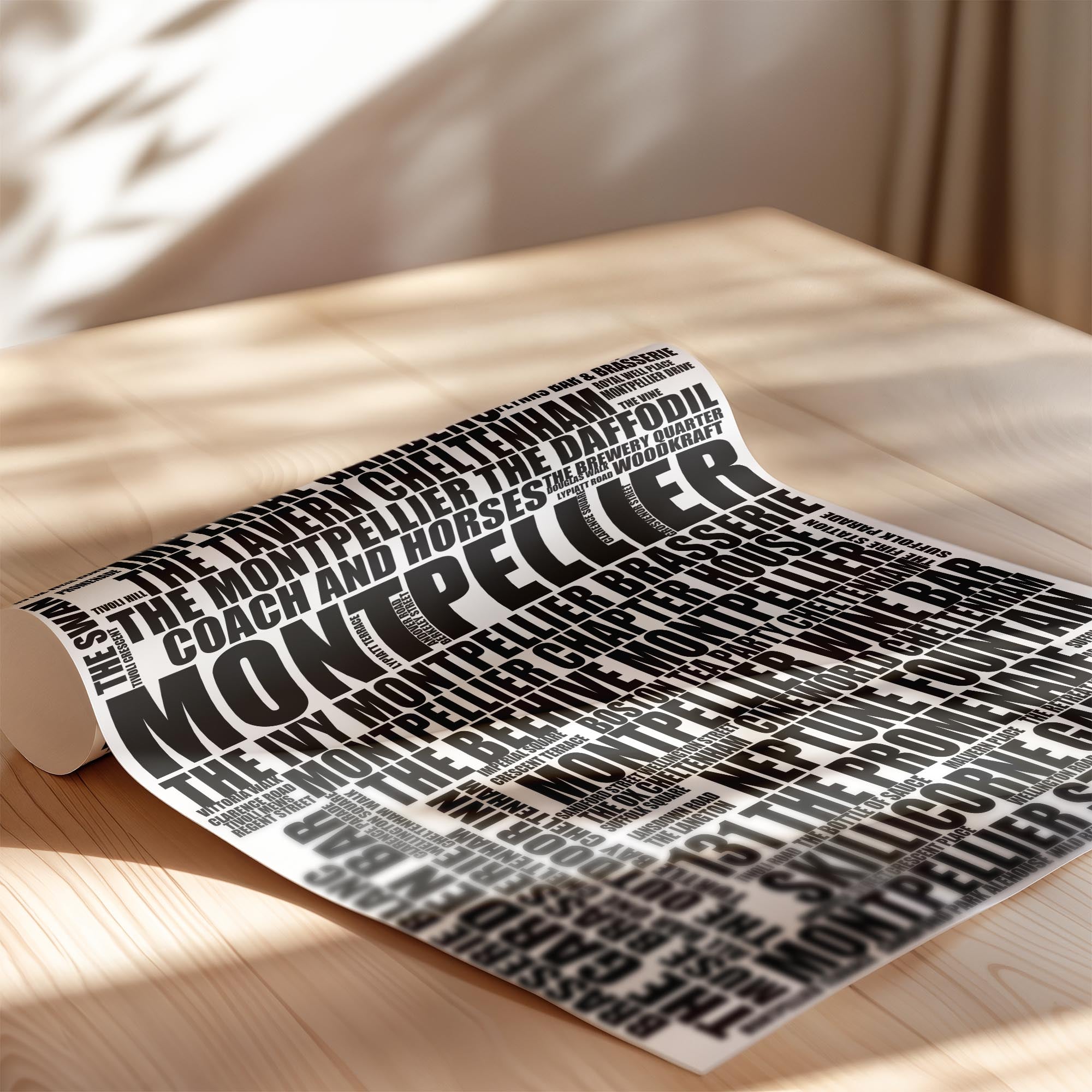 Montpellier - Premium Typographic Word Cloud Prints, Posters & Gifts