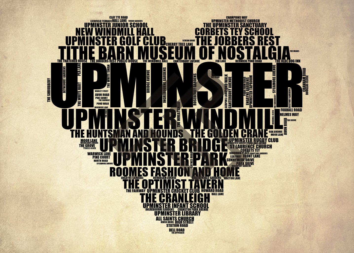 Upminster - Premium Typographic Word Cloud Prints, Posters & Gifts