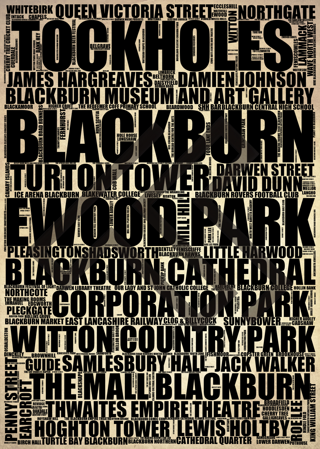 Blackburn - Premium Typographic Word Cloud Prints, Posters & Gifts