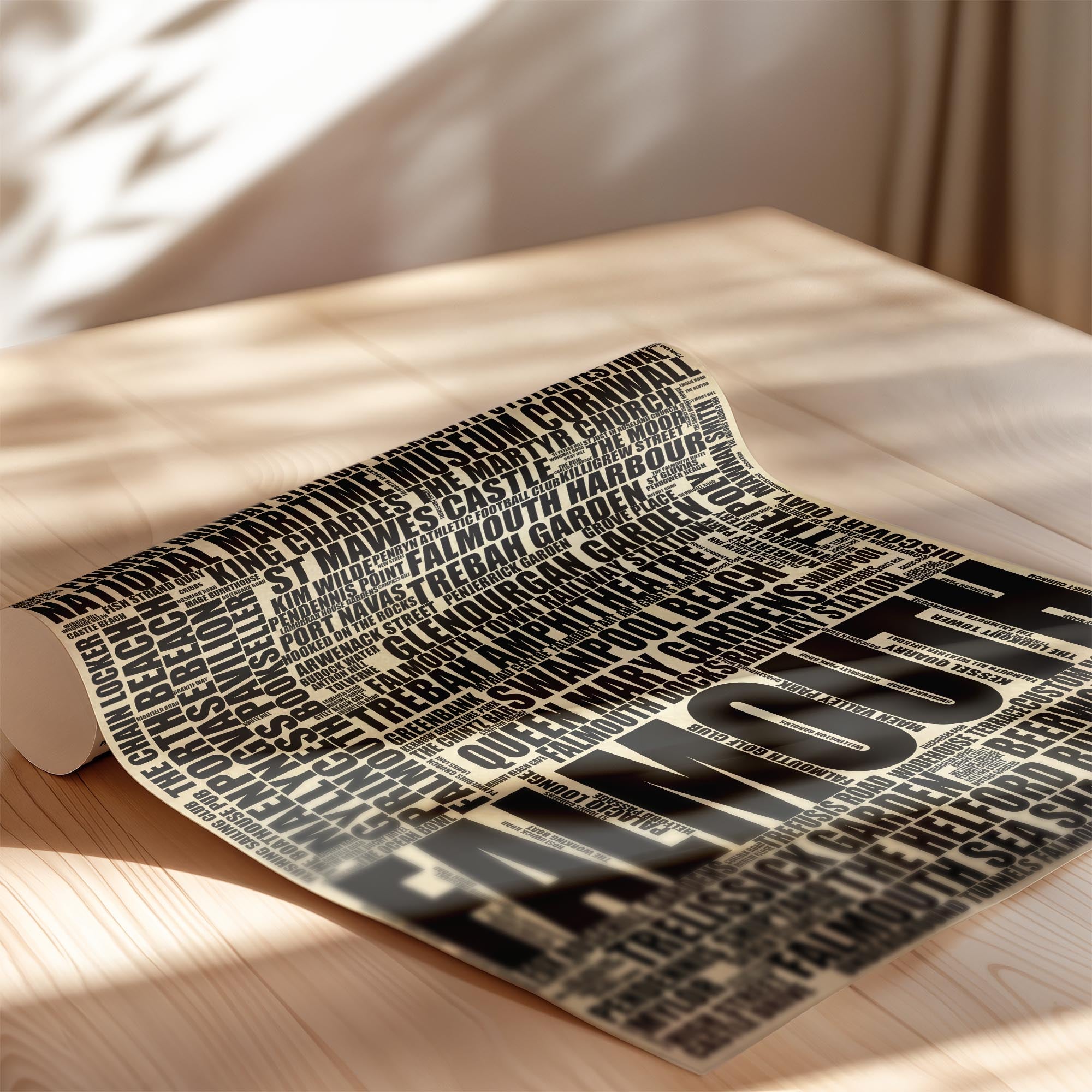 Falmouth - Premium Typographic Word Cloud Prints, Posters & Gifts