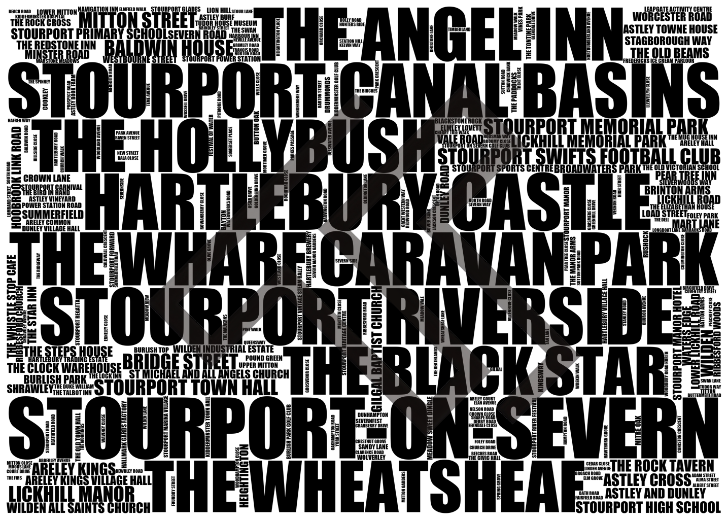 Stourport-on-Severn - Premium Typographic Word Cloud Prints, Posters & Gifts