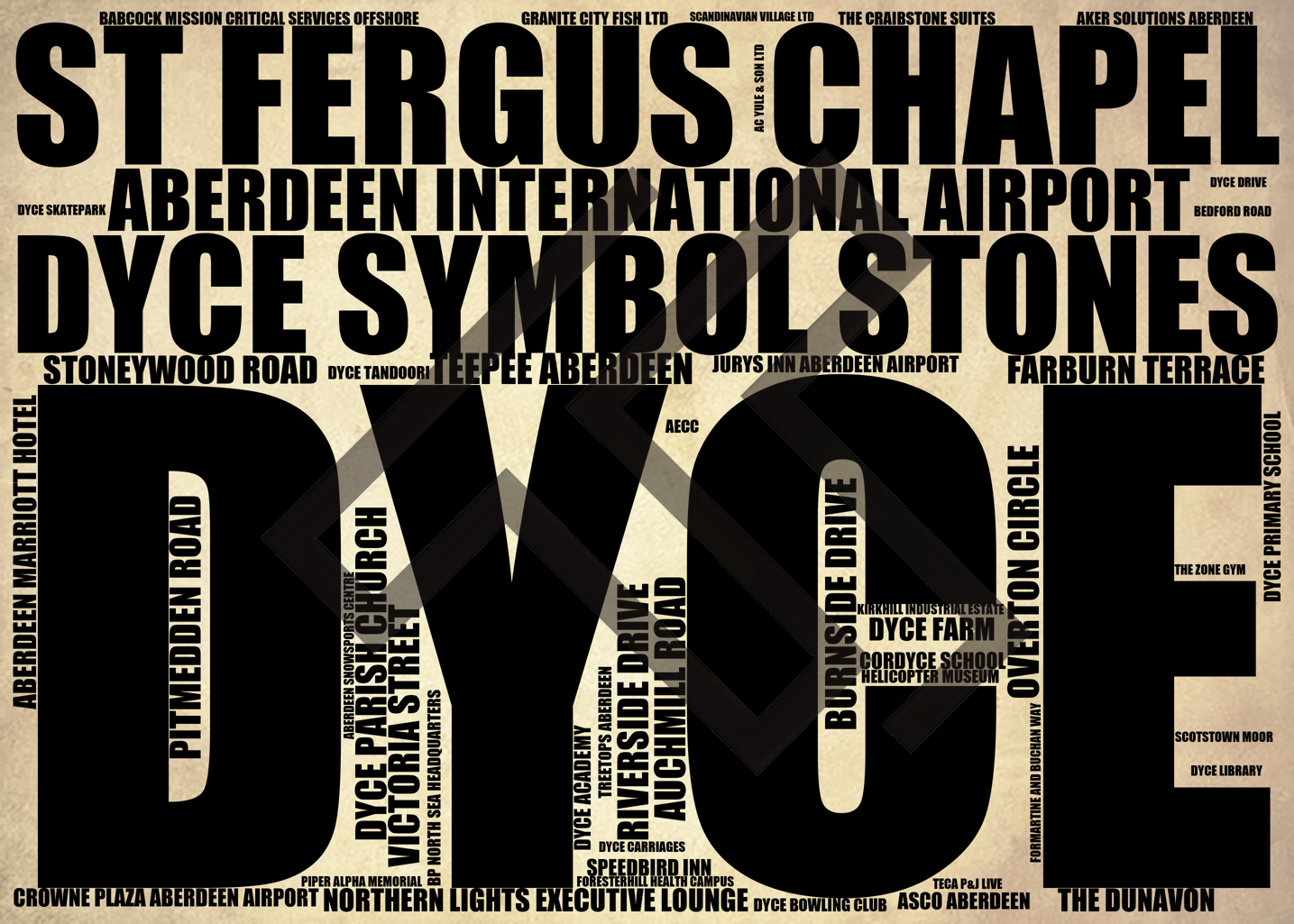 Dyce - Premium Typographic Word Cloud Prints, Posters & Gifts