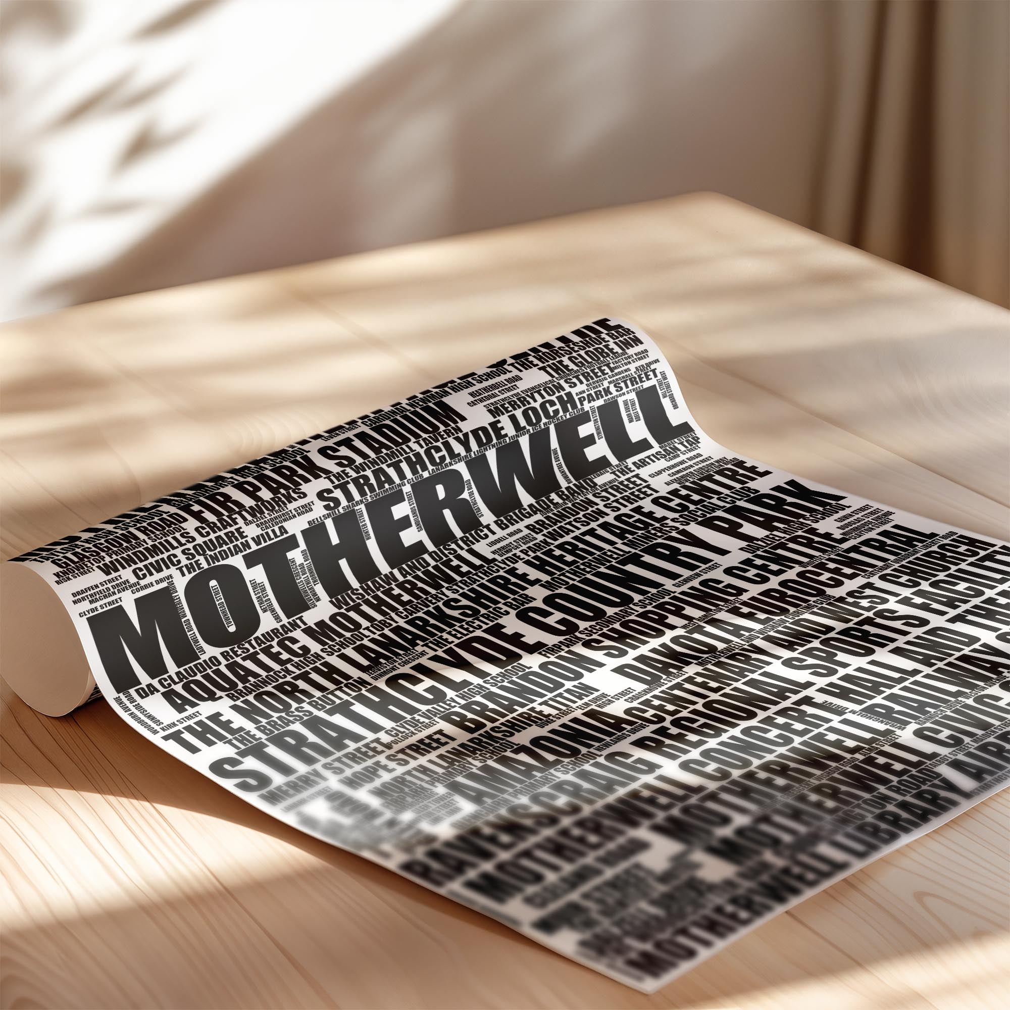 Motherwell - Premium Typographic Word Cloud Prints, Posters & Gifts