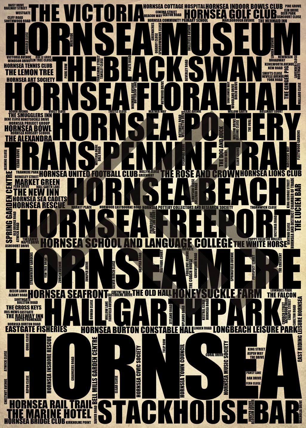 Hornsea - Premium Typographic Word Cloud Prints, Posters & Gifts