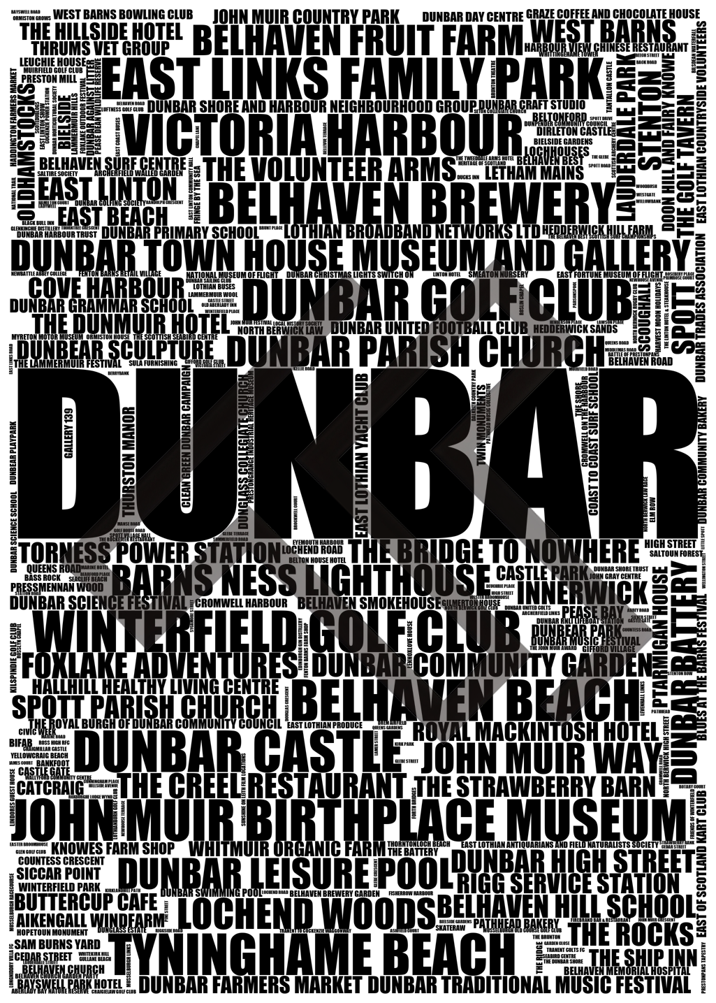 Dunbar - Premium Typographic Word Cloud Prints, Posters & Gifts