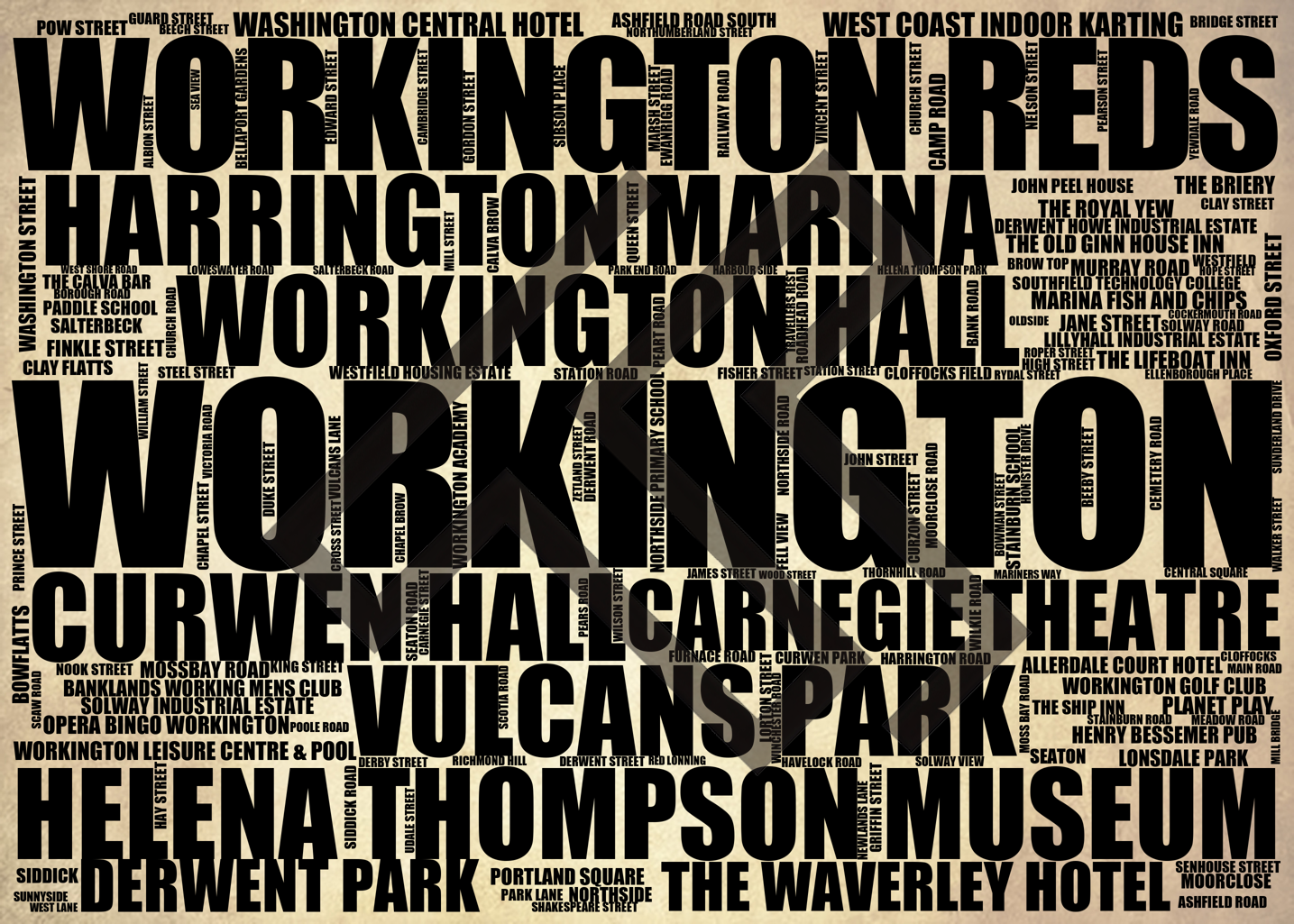 Workington - Premium Typographic Word Cloud Prints, Posters & Gifts