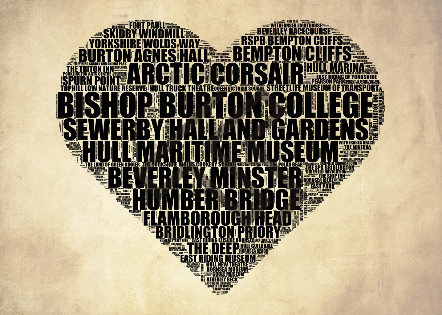 East Riding of Yorkshire - Premium Typographic Word Cloud Prints, Posters & Gifts