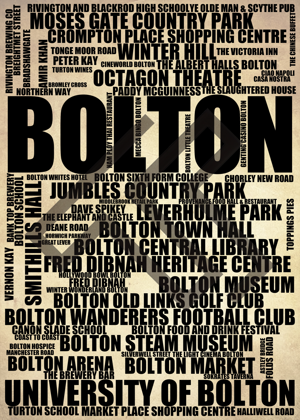 Bolton - Premium Typographic Word Cloud Prints, Posters & Gifts