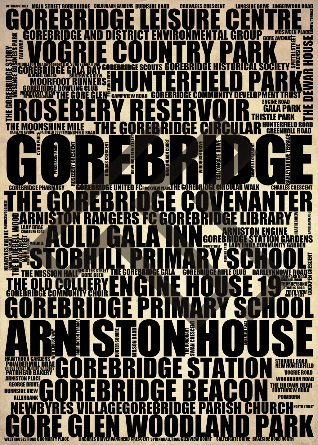 Gorebridge - Premium Typographic Word Cloud Prints, Posters & Gifts