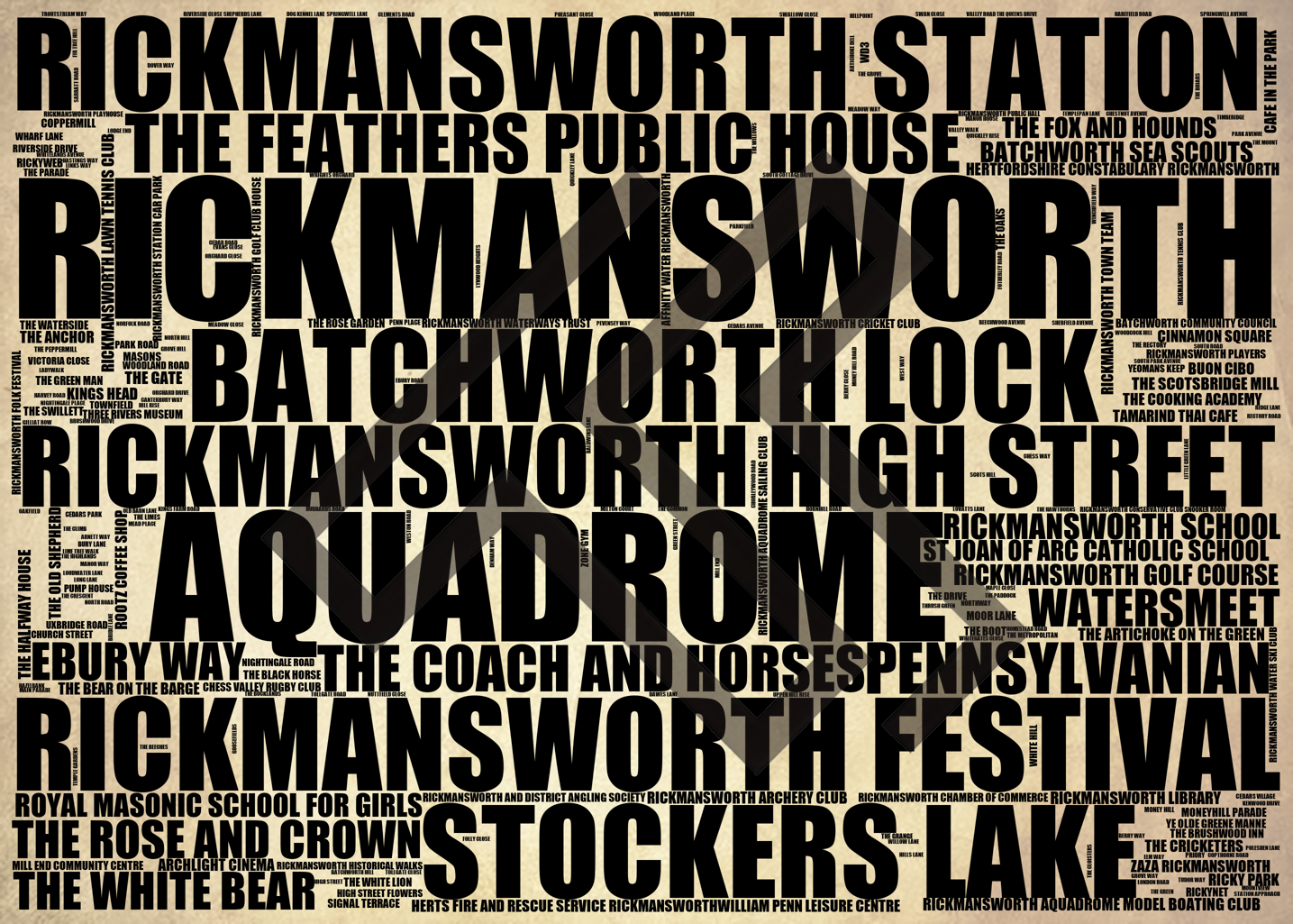 Rickmansworth - Premium Typographic Word Cloud Prints, Posters & Gifts