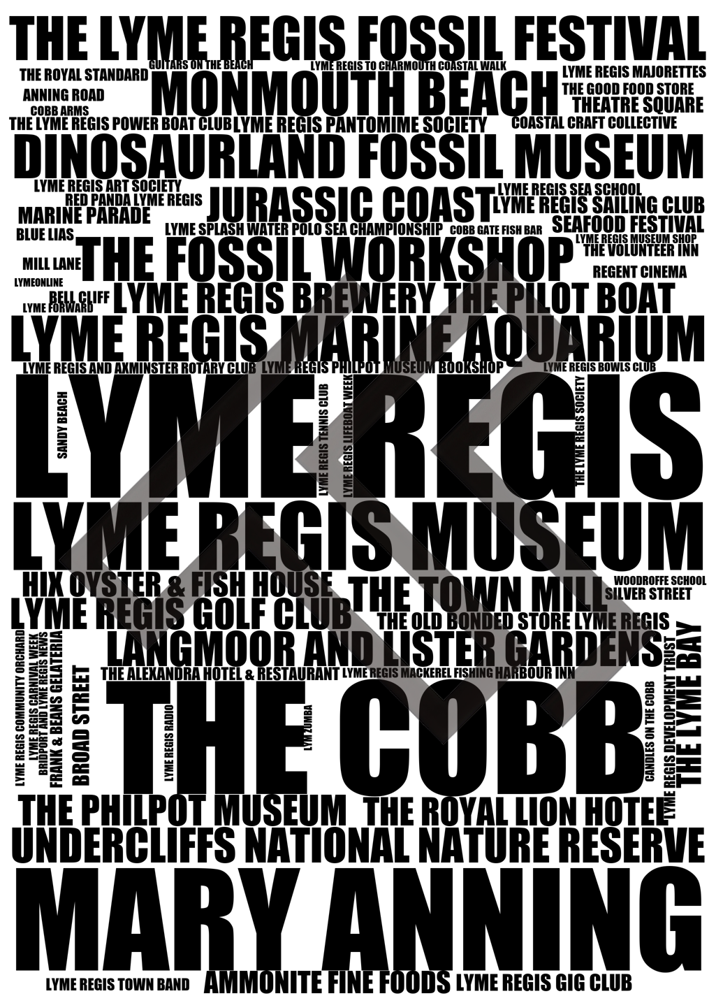 Lyme Regis - Premium Typographic Word Cloud Prints, Posters & Gifts