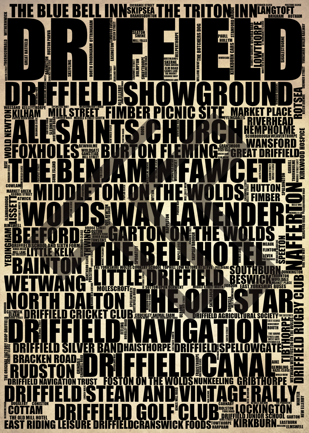 Driffield - Premium Typographic Word Cloud Prints, Posters & Gifts