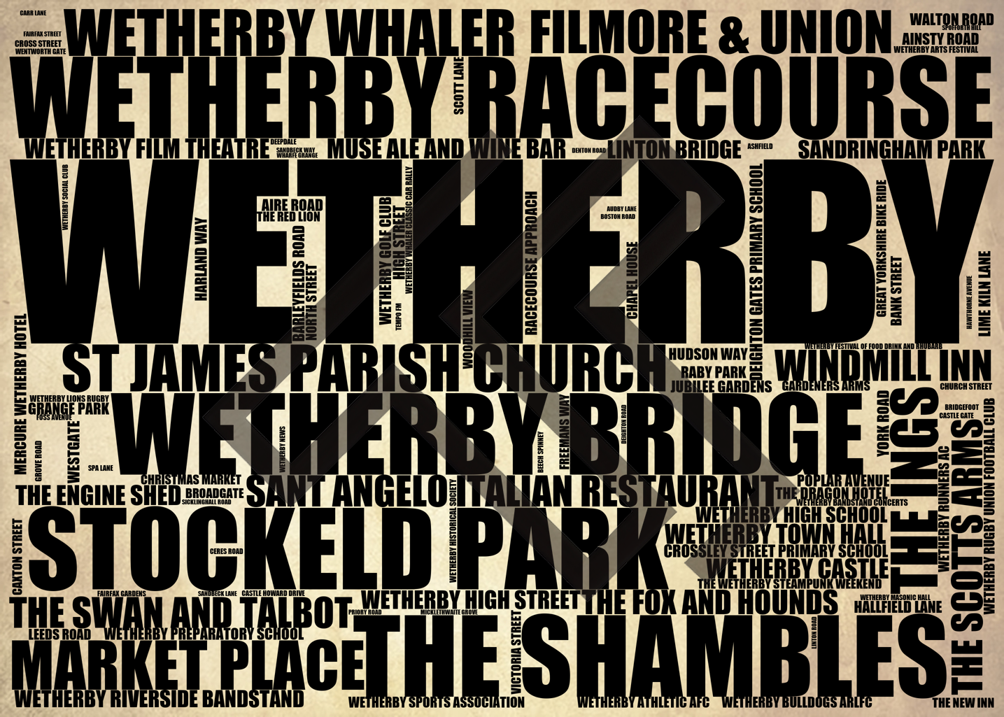 Wetherby - Premium Typographic Word Cloud Prints, Posters & Gifts