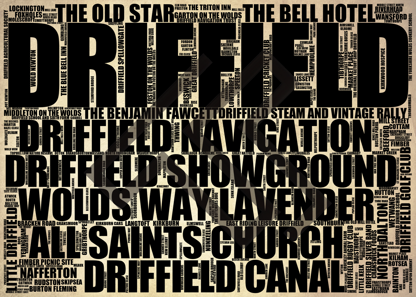 Driffield - Premium Typographic Word Cloud Prints, Posters & Gifts