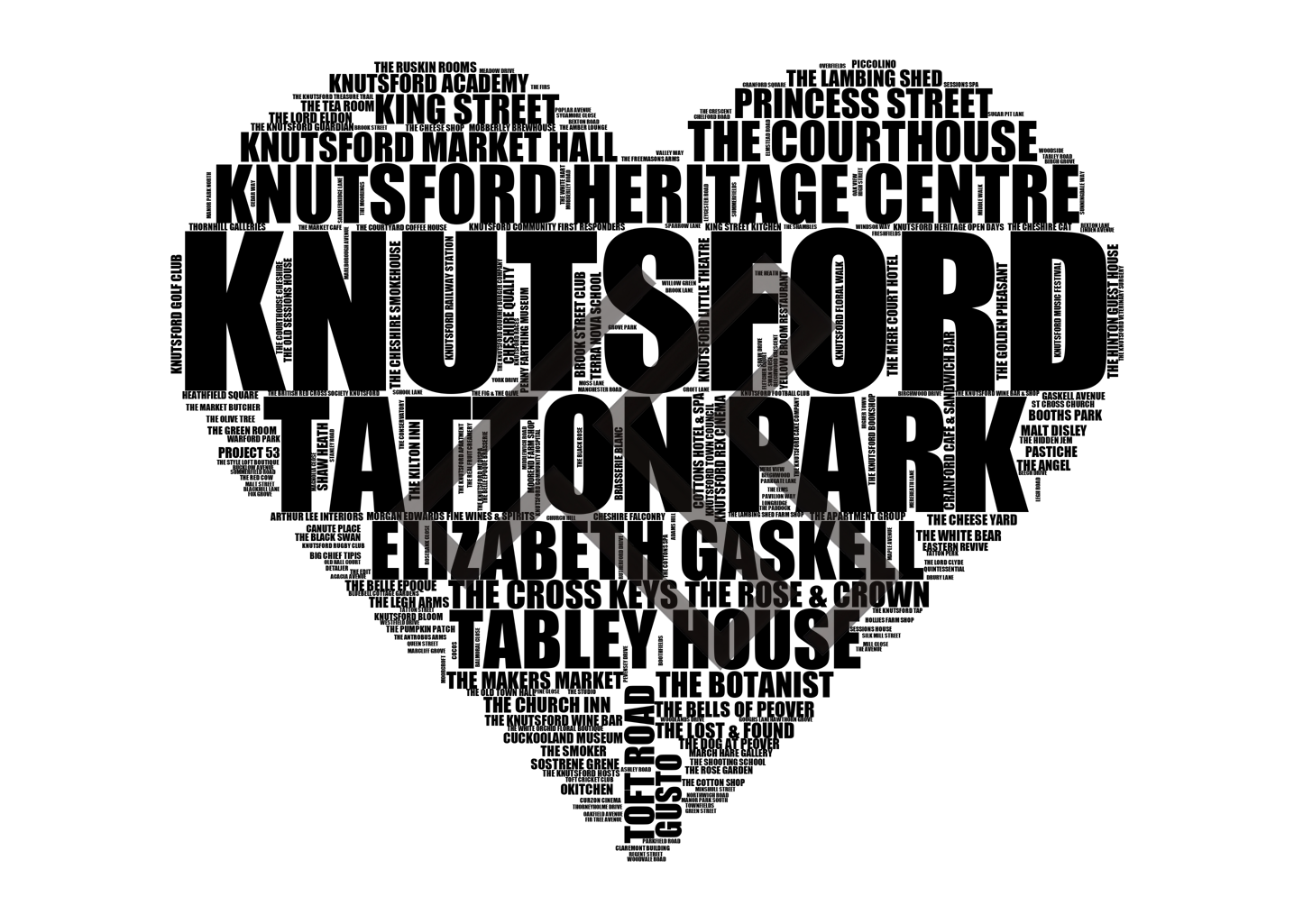Knutsford - Premium Typographic Word Cloud Prints, Posters & Gifts