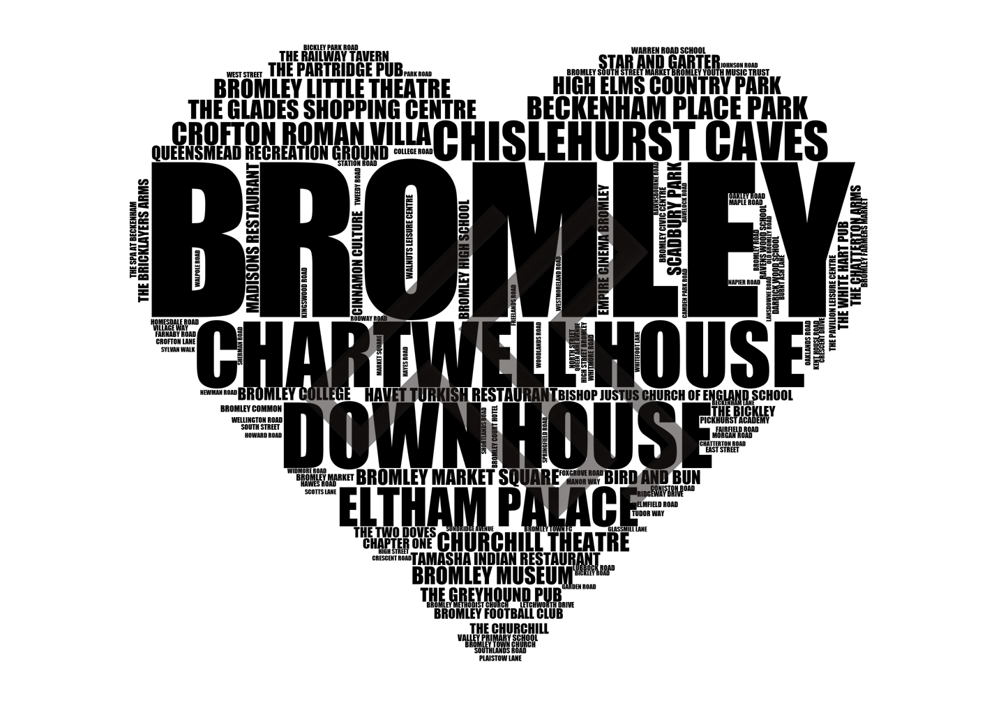 Bromley - Premium Typographic Word Cloud Prints, Posters & Gifts