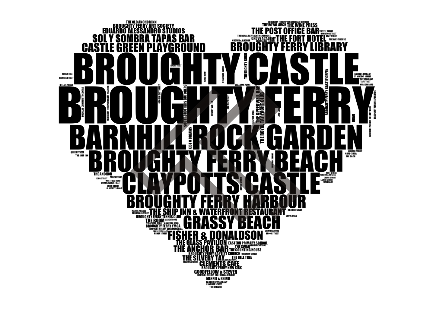 Broughty Ferry - Premium Typographic Word Cloud Prints, Posters & Gifts