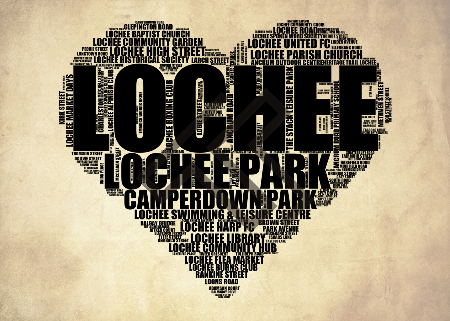 Lochee - Premium Typographic Word Cloud Prints, Posters & Gifts