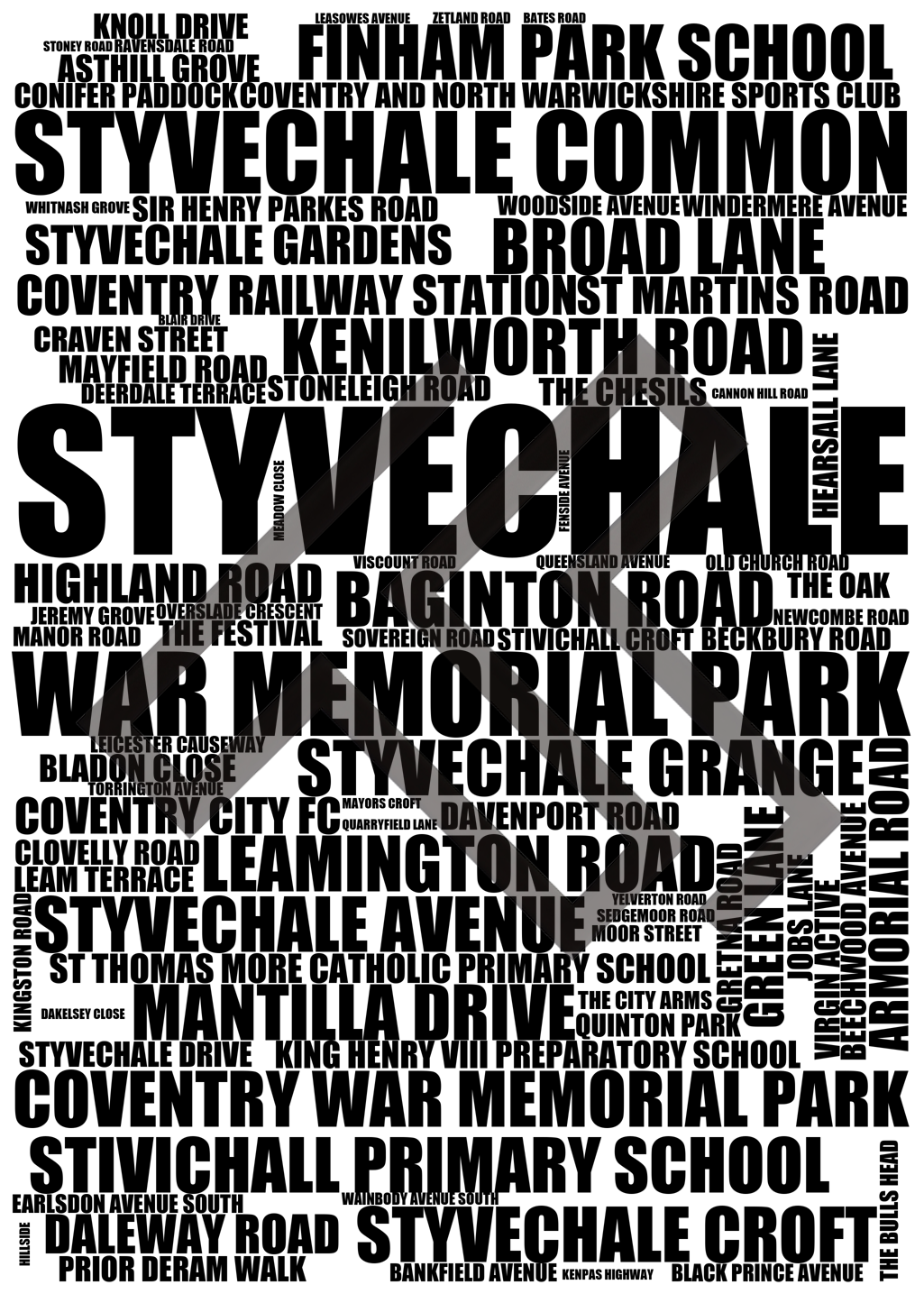 Styvechale - Premium Typographic Word Cloud Prints, Posters & Gifts