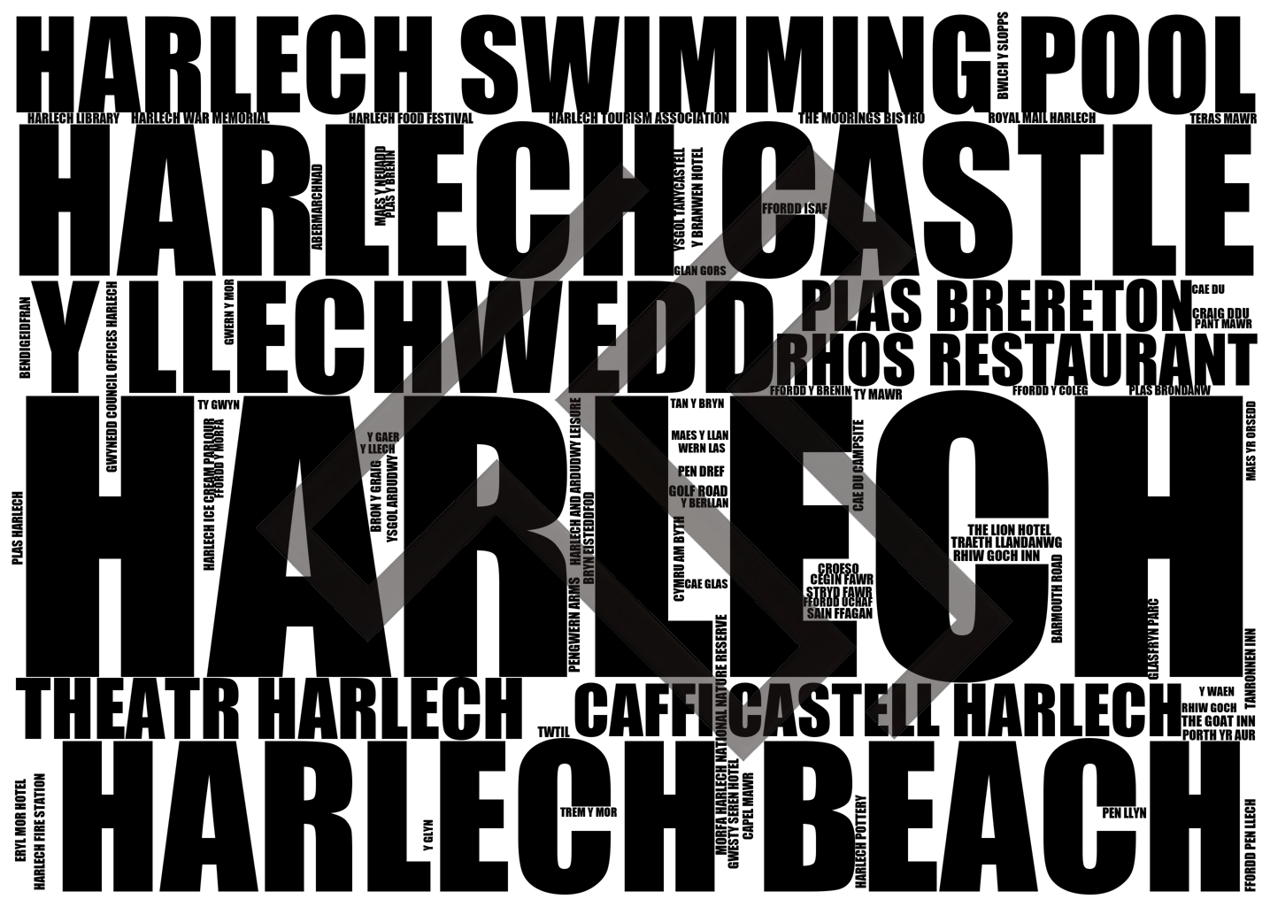 Harlech - Premium Typographic Word Cloud Prints, Posters & Gifts