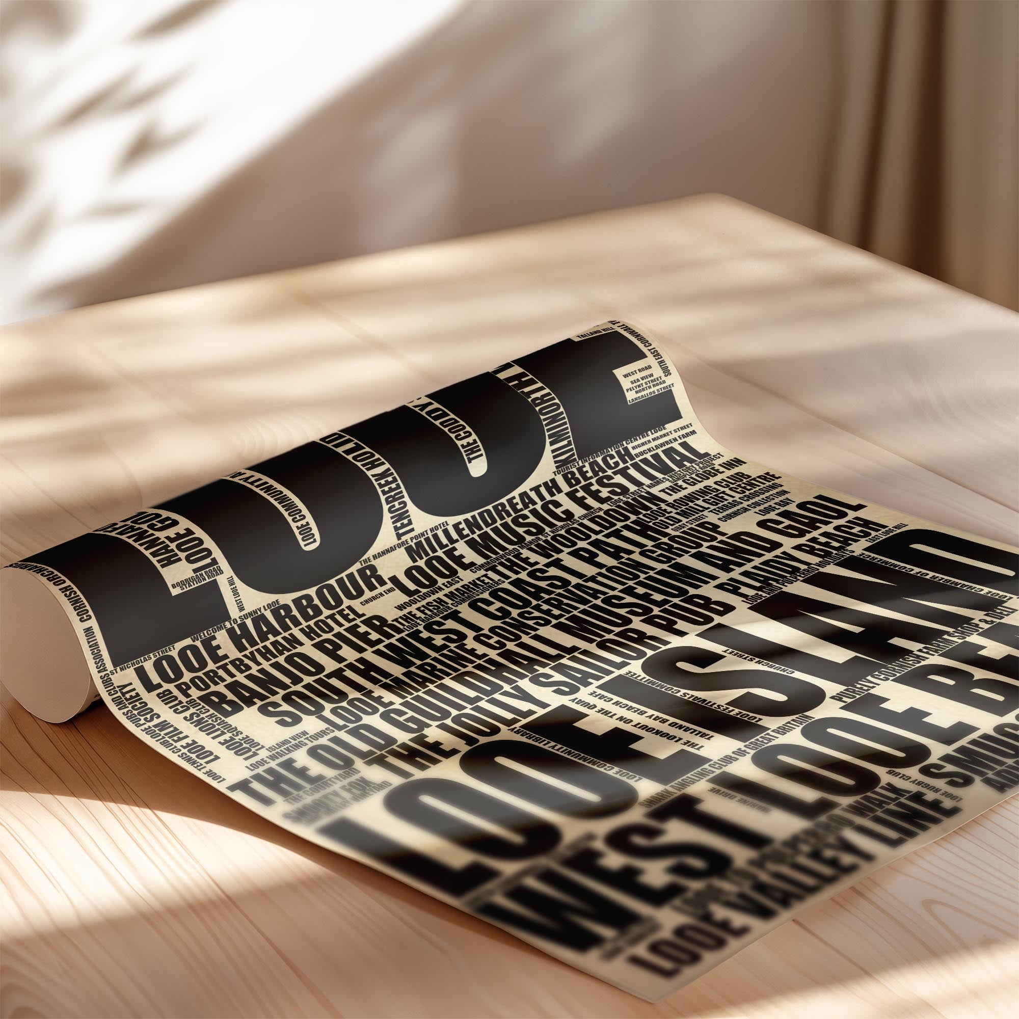 Looe - Premium Typographic Word Cloud Prints, Posters & Gifts