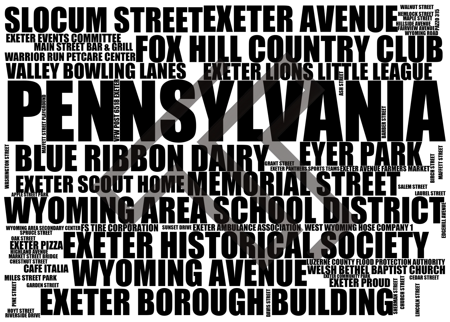 Pennsylvania - Premium Typographic Word Cloud Prints, Posters & Gifts