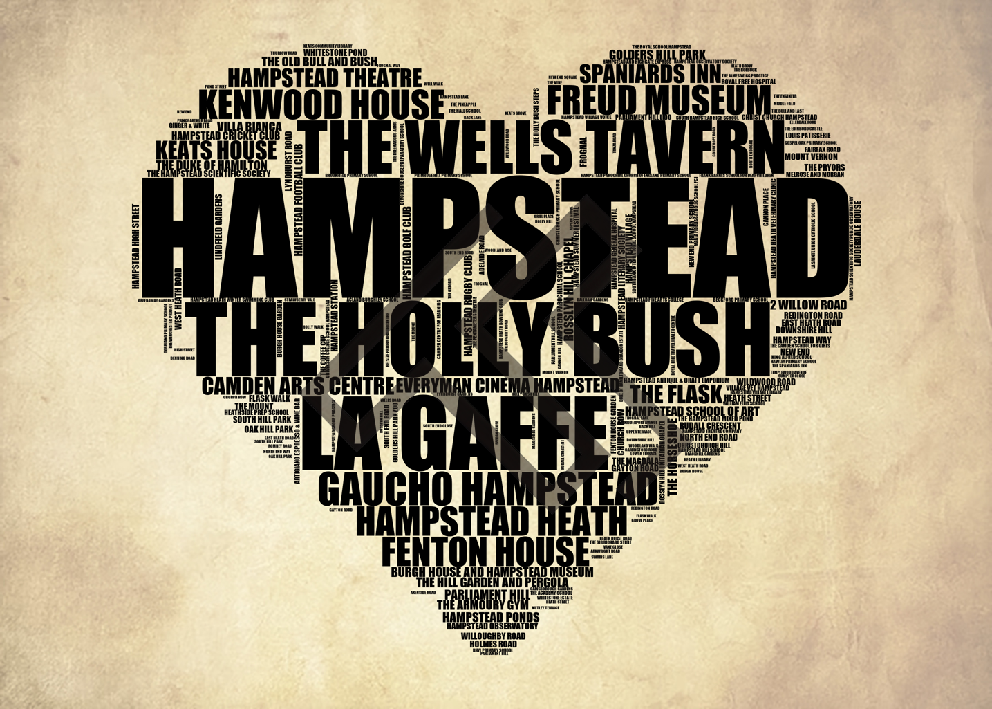 Hampstead - Premium Typographic Word Cloud Prints, Posters & Gifts