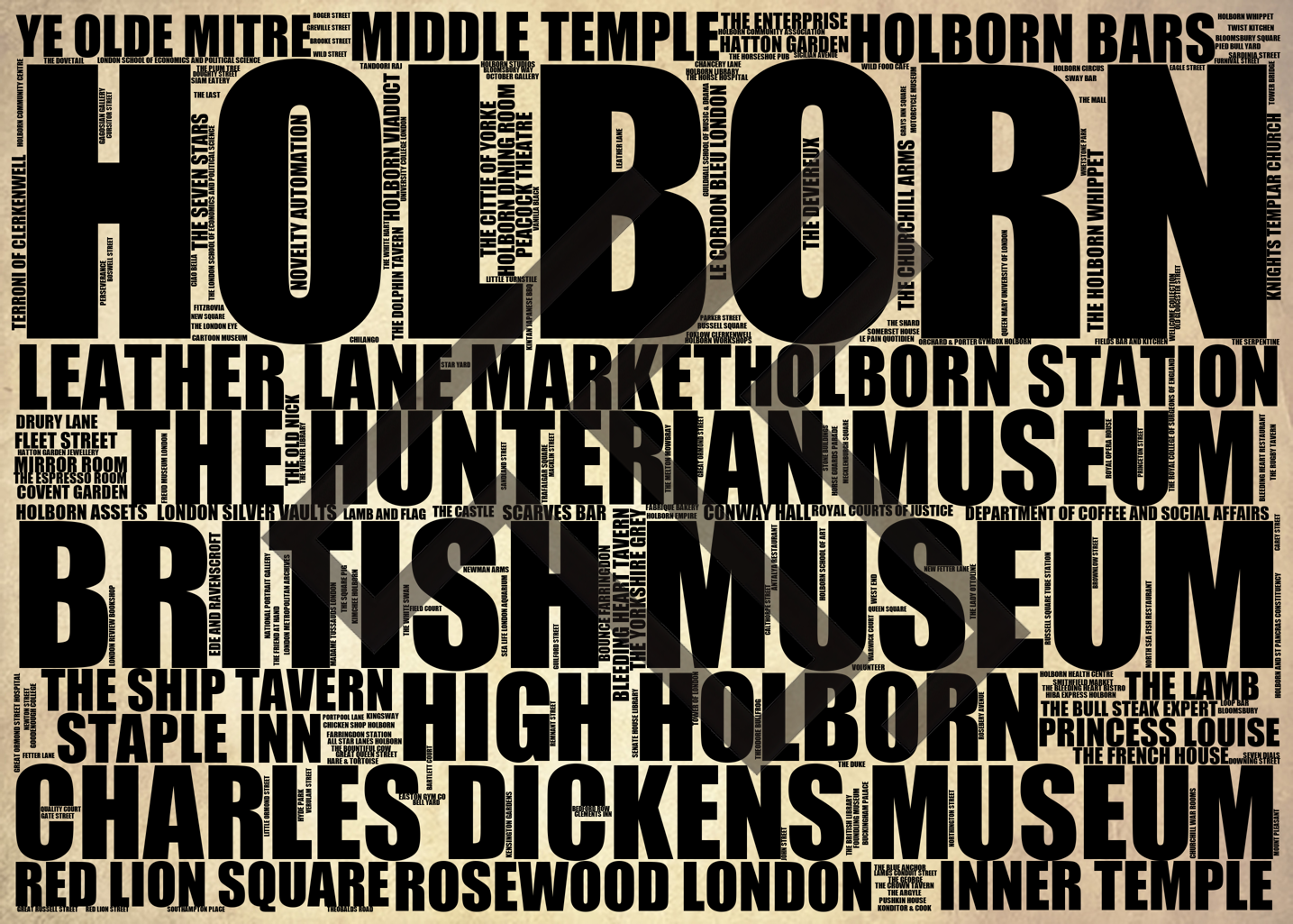 Holborn - Premium Typographic Word Cloud Prints, Posters & Gifts