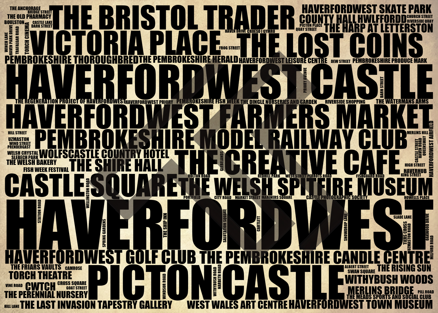 Haverfordwest - Premium Typographic Word Cloud Prints, Posters & Gifts