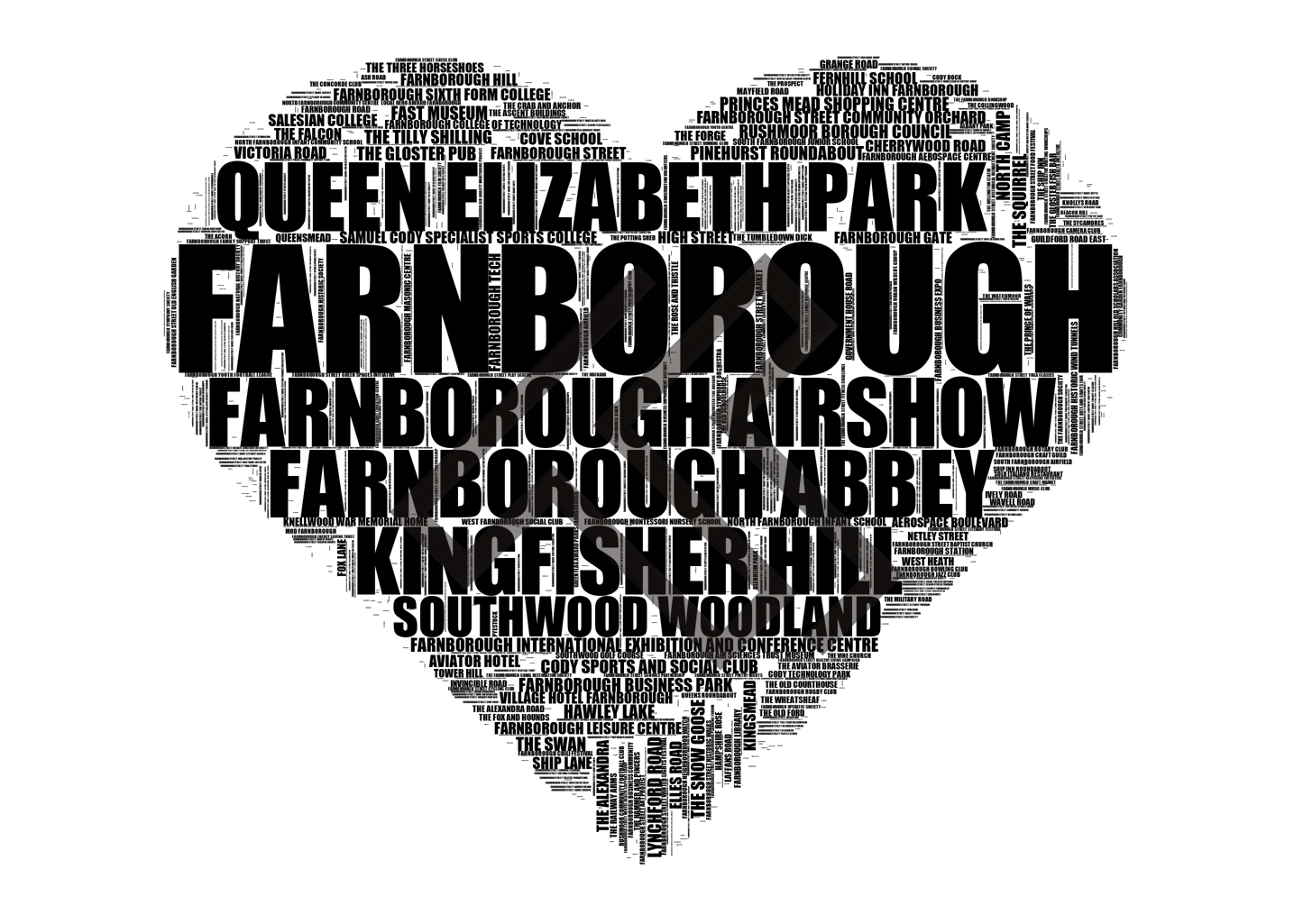 Farnborough - Premium Typographic Word Cloud Prints, Posters & Gifts