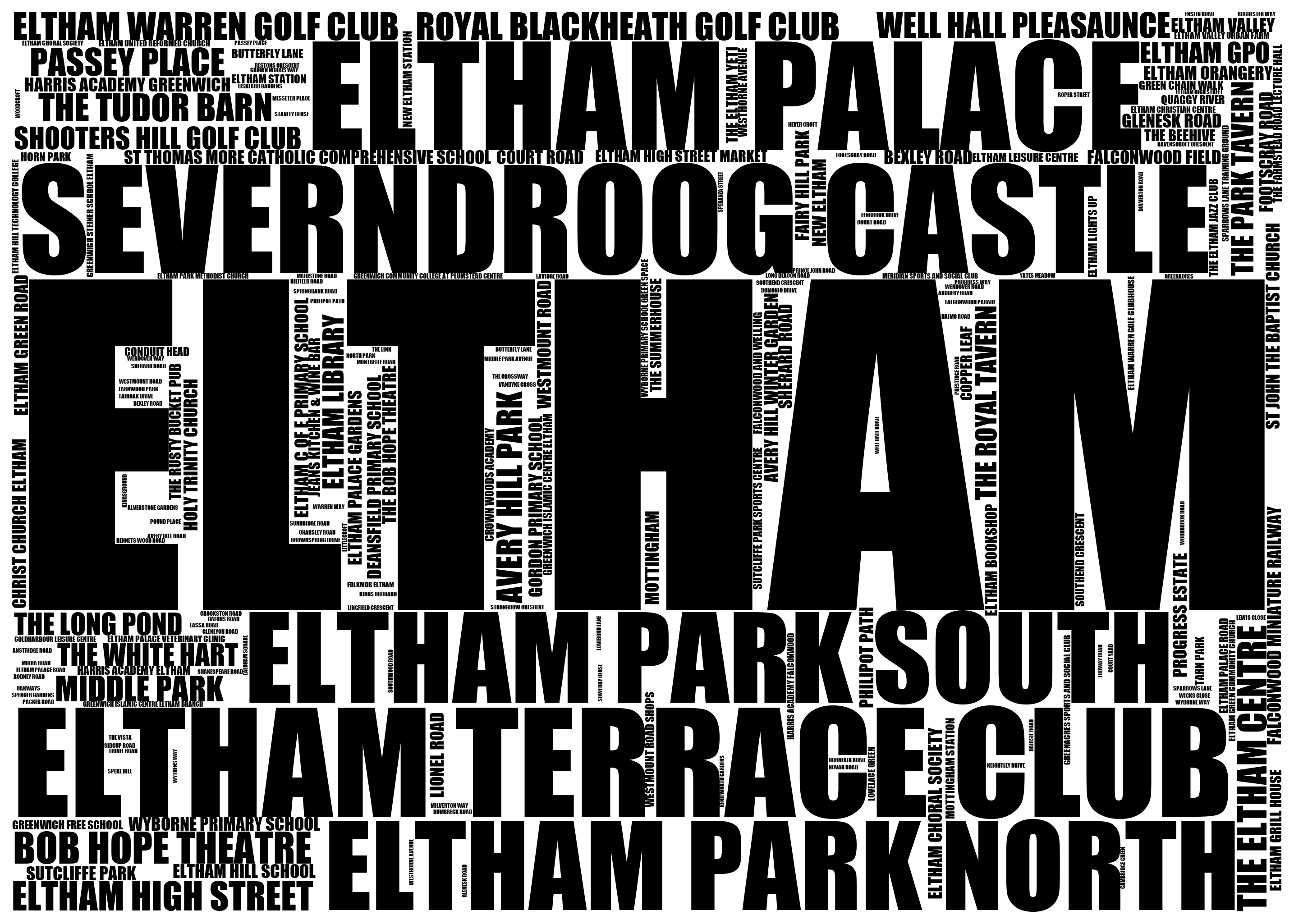 Eltham - Premium Typographic Word Cloud Prints, Posters & Gifts