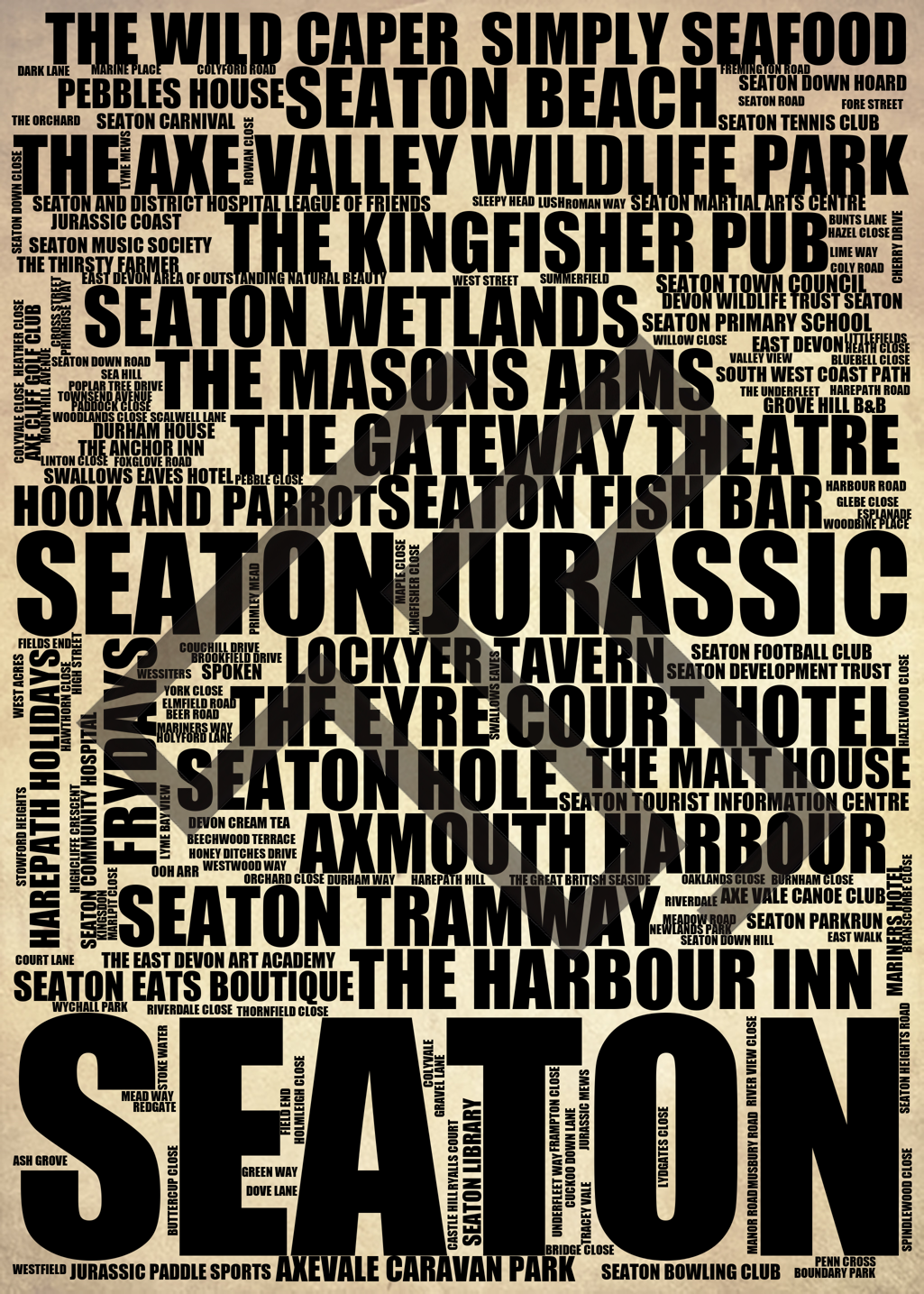 Seaton - Premium Typographic Word Cloud Prints, Posters & Gifts