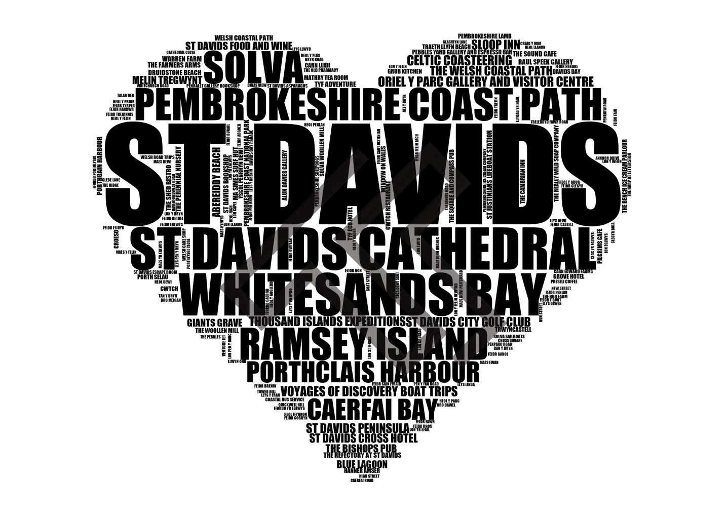 St Davids - Premium Typographic Word Cloud Prints, Posters & Gifts